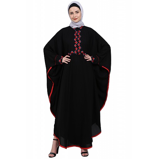 Classic Kaftan with embroidery work- Black